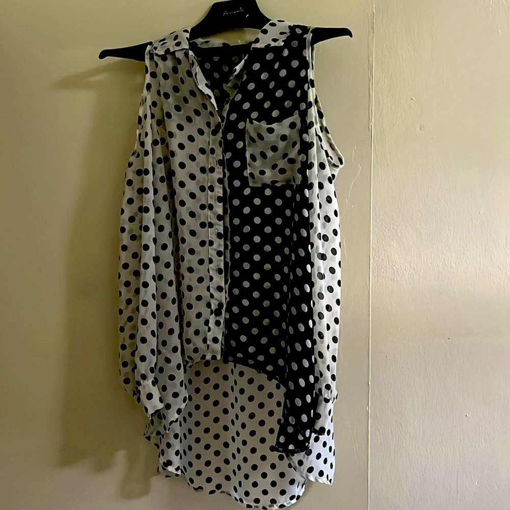 Blue Pepper Sheer Poker Dot Blouse